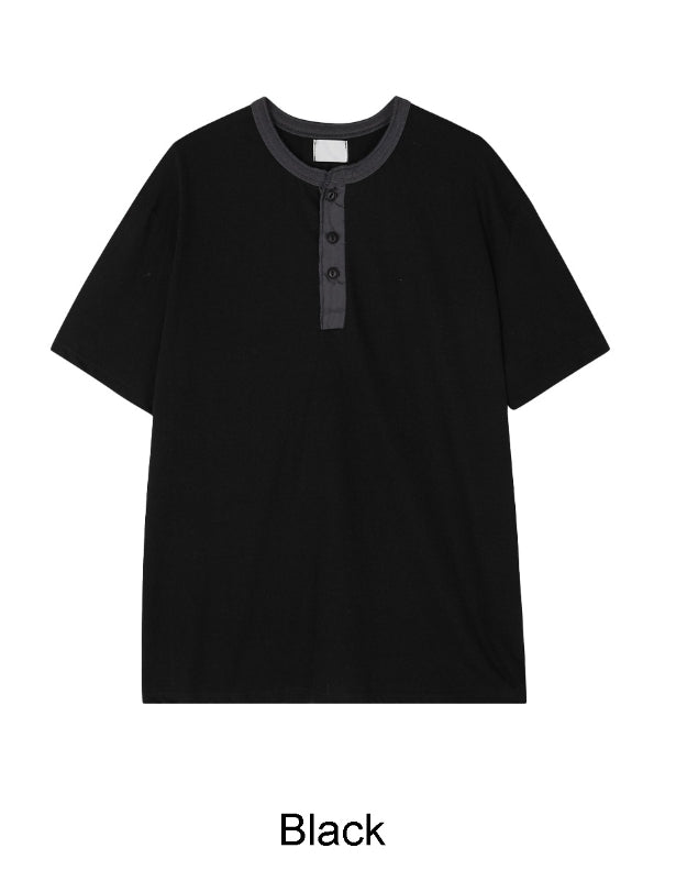 【SATIIIZ】End Henry Neck Short Sleeve T-Shirt SATIIIZ (サティーズ) - エンドヘンリーネック半袖Tシャツ / End