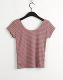 Rachyu  Vintage Stripe Slim Short Sleeve T-shirt