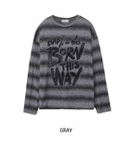 Way Stripe Ribbed Knit Long Sleeve T-shirt