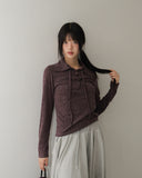 Letil Hippie Velvet Bokashi Eyelet Collar T-Shirt