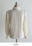 Crea Brushed Lace Collar Puff Blouse