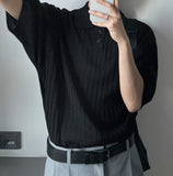 Summer Linen Ribbed Collar Knit