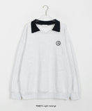 [unisex] Nua Color Matching Collar Over Sweatshirt