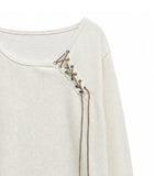 [PLAN MADE] Loop Lace-up Boat Neck Knit
