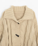Beltin duffel cable crop collar cardigan