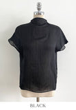 Belloe Half-neck Pleated Short-sleeve T-blouse