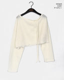 Hoop One-Shoulder Strap Cropped Mesh Knit