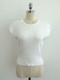 Kidden Round Neck Ribbed Cap Sleeve Knit