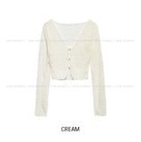 Tease See-Through Wrinkle Crop Cardigan
