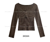 Wavy ribbed pigment long sleeves