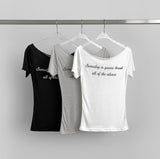 Layered Lettering See-through Short Sleeve T-shirt