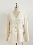Illy V-neck No Collar Jacket (Belt set)