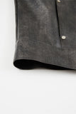 Block suede crop racing leather jacket
