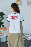 BUTTON CROP Ringer Tee