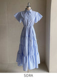 Mary Frill Stripe Shirt Long One Piece