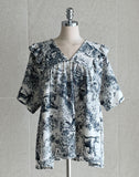 Helpful Summer Toile Short Sleeve Shorts Pajama Set