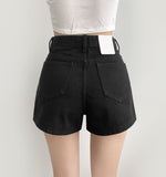 Slim-line fit A-line Fit Black Basic Cotton Shorts