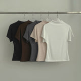 Luxurious Mood Half-Neck Span Slim Fit Short Sleeve T-shirt