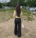 Gently Pintuck Summer Banding Long Wide Cotton Pants