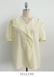 Maelle V-neck Unbalance Collar Three Quarter Blouse