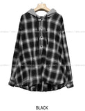 (UNISEX) Kitchie Hood Balloon Checkered Shirt