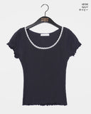 Delk Lace Punching Puff Short Sleeve T-Shirt