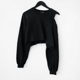 Linna One Shoulder Crop Sweatshirt