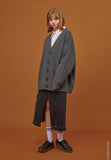 Heavy Overfit Rams Wool Cardigan