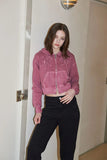 2 WAY Denim Ribbon CROP ZIPUP