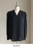 Laview Chiffon Color Matching Shirring Blouse