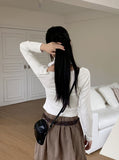 [Scarf Set] Fescal Choker U-neck Long Sleeve T-shirt