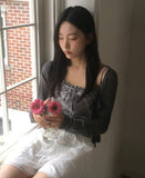 Butin Strap Check Sleeveless Cardigan Set