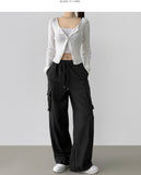 Two-Way Banding Wide Jogger Poly Pants