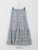 Reimi Banding Check Tiered Long Skirt