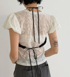 PUFF SLEEVE SHEER TEE