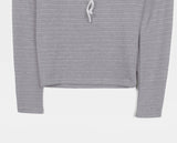 Lasso striped string layered outer brushed color matching off-shoulder T-shirt