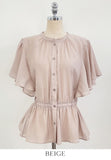 Lines Flare Pintuck Shirring Blouse