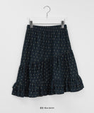 Buyan Dot Frill Denim Midi Skirt