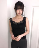 Untell Lace Button Half-Open Sleeveless