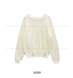[Wool 20%] Dobby Line Alpaca Round Knit