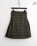 Avet Retro Check Pleated Midi Skirt