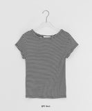 Yurimo Stripe Boat Neck Short Sleeve Tee