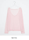 Levui Summer See-through V-Neck Layered Long Sleeve Tee