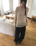 Ponce Punching Loose Fit Long Sleeve Long Knit