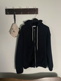 Dark navy & white string hood zip-up