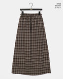 [Brushed] Carin vintage check maxi long skirt
