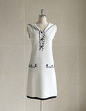 Jenny Color Matching Sailor Collar Knit Mini One Piece
