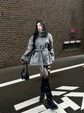 High-neck short strap coat
