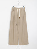 Louvered pin tuck ribbed banding pants