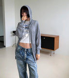 TWISTED KNIT HOOD ZIP-UP